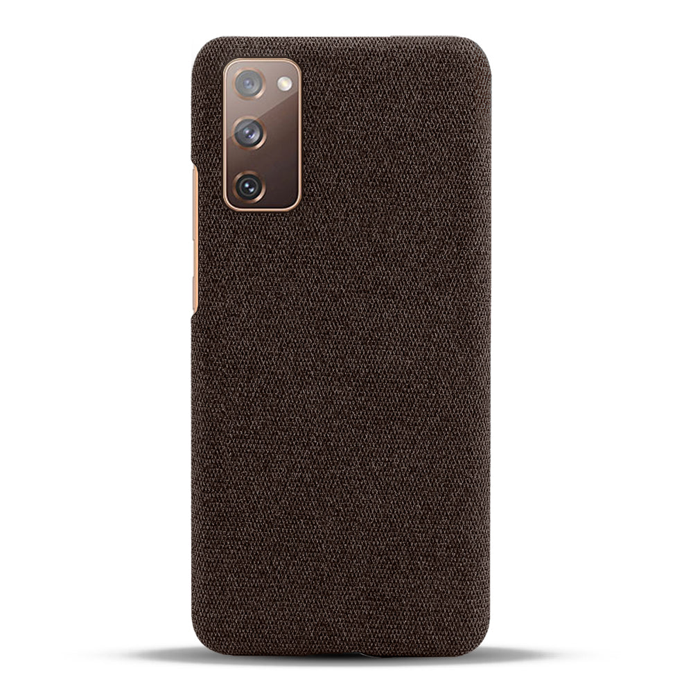 Cloth Texture Plastic Back Case for Samsung Galaxy S20 FE 4G/FE 5G/S20 Lite/S20 FE 2022 - Brown