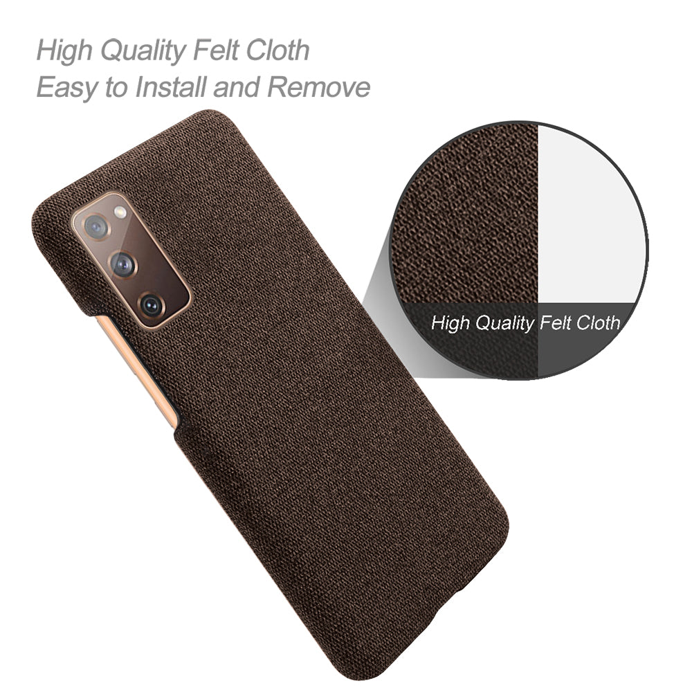 Cloth Texture Plastic Back Case for Samsung Galaxy S20 FE 4G/FE 5G/S20 Lite/S20 FE 2022 - Brown