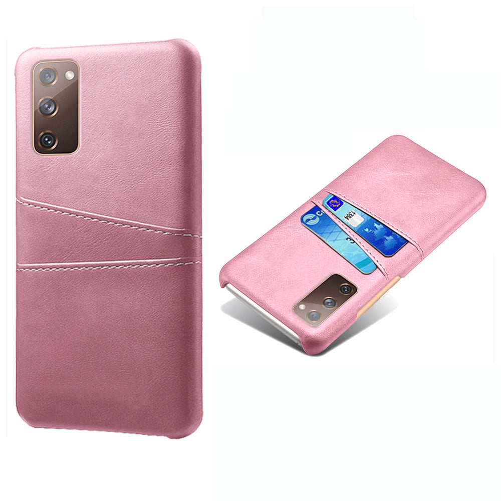 KSQ for Samsung Galaxy S20 FE 4G/FE 5G/S20 Lite/S20 FE 2022 PU Leather + Plastic Shell with Card Holder Slots - Rose Gold