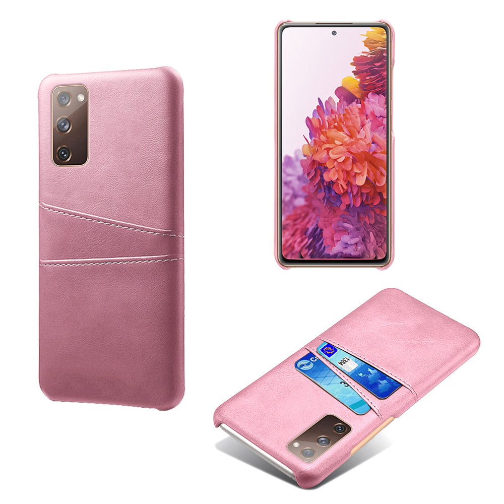 KSQ for Samsung Galaxy S20 FE 4G/FE 5G/S20 Lite/S20 FE 2022 PU Leather + Plastic Shell with Card Holder Slots - Rose Gold