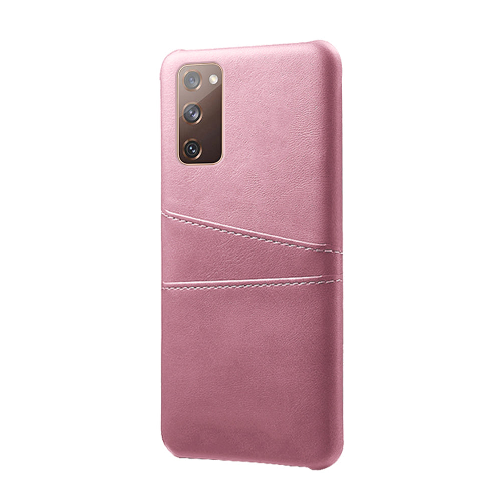 KSQ for Samsung Galaxy S20 FE 4G/FE 5G/S20 Lite/S20 FE 2022 PU Leather + Plastic Shell with Card Holder Slots - Rose Gold