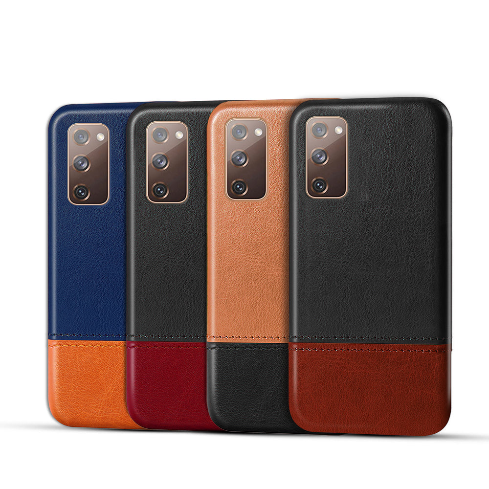 KSQ PU Leather Coated PC Dual-color Splicing Phone Back Case for Samsung Galaxy S20 FE/S20 Fan Edition/S20 FE 5G/S20 Fan Edition 5G/S20 Lite - Black/Brown