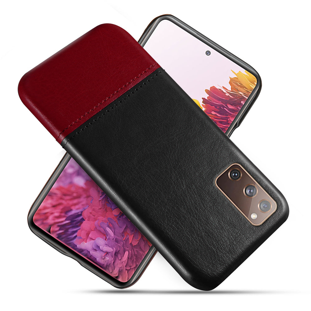 KSQ PU Leather Coated PC Dual-color Splicing Phone Back Case for Samsung Galaxy S20 FE/S20 Fan Edition/S20 FE 5G/S20 Fan Edition 5G/S20 Lite - Black/Wine Red