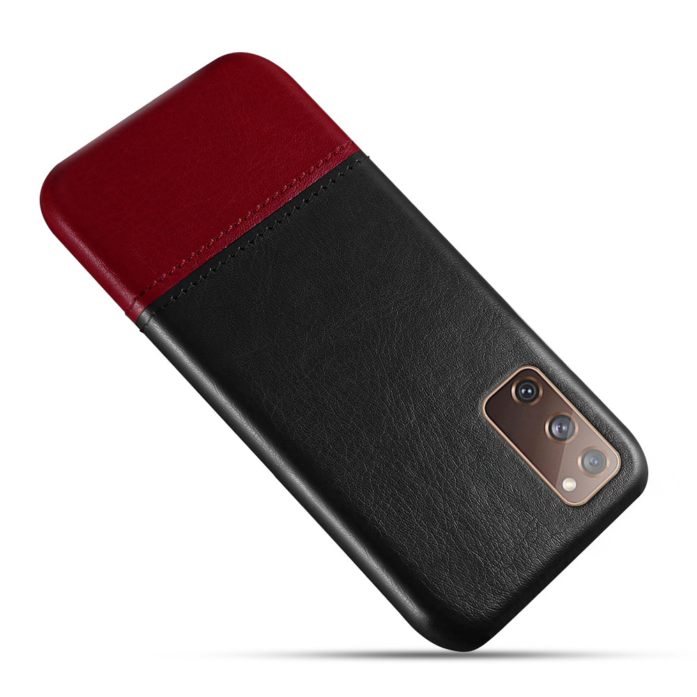 KSQ PU Leather Coated PC Dual-color Splicing Phone Back Case for Samsung Galaxy S20 FE/S20 Fan Edition/S20 FE 5G/S20 Fan Edition 5G/S20 Lite - Black/Wine Red