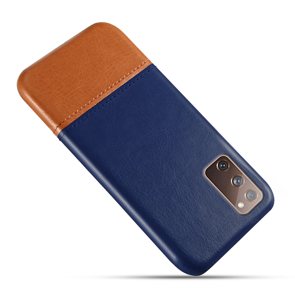 KSQ PU Leather Coated PC Dual-color Splicing Phone Back Case for Samsung Galaxy S20 FE/S20 Fan Edition/S20 FE 5G/S20 Fan Edition 5G/S20 Lite - Blue/Khaki