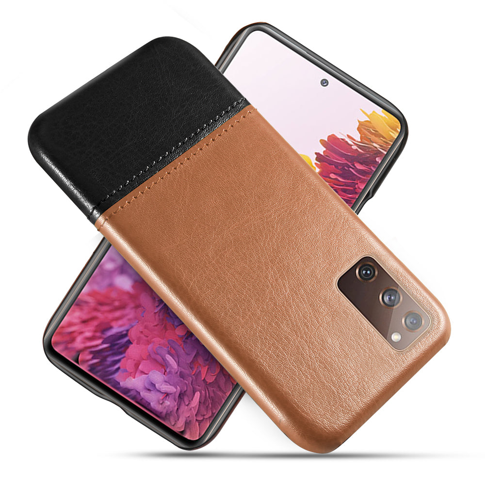 KSQ PU Leather Coated PC Dual-color Splicing Phone Back Case for Samsung Galaxy S20 FE/S20 Fan Edition/S20 FE 5G/S20 Fan Edition 5G/S20 Lite - Khaki/Black