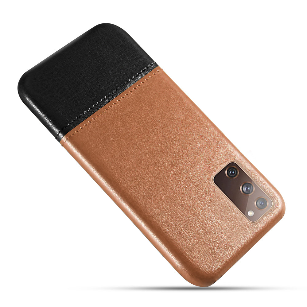 KSQ PU Leather Coated PC Dual-color Splicing Phone Back Case for Samsung Galaxy S20 FE/S20 Fan Edition/S20 FE 5G/S20 Fan Edition 5G/S20 Lite - Khaki/Black