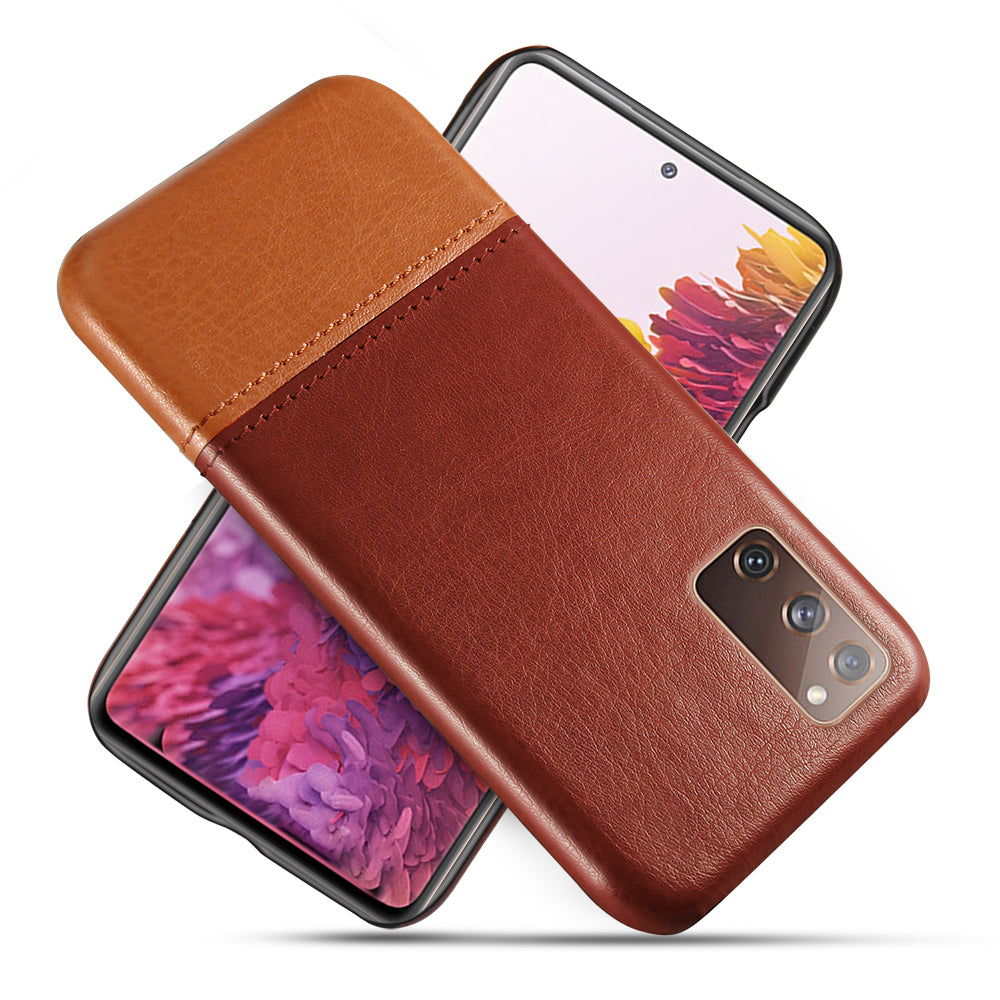 KSQ PU Leather Coated PC Dual-color Splicing Phone Back Case for Samsung Galaxy S20 FE/S20 Fan Edition/S20 FE 5G/S20 Fan Edition 5G/S20 Lite - Dark Brown/Light Brown