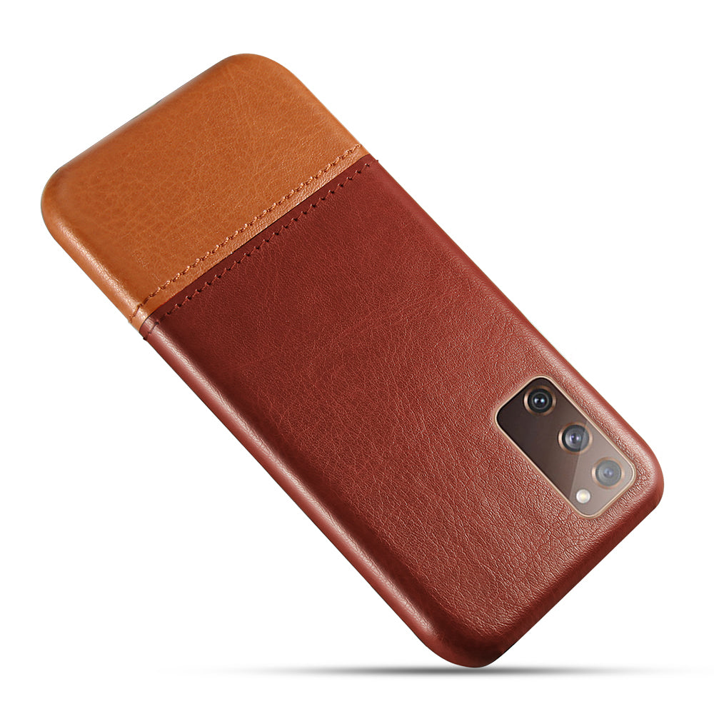 KSQ PU Leather Coated PC Dual-color Splicing Phone Back Case for Samsung Galaxy S20 FE/S20 Fan Edition/S20 FE 5G/S20 Fan Edition 5G/S20 Lite - Dark Brown/Light Brown