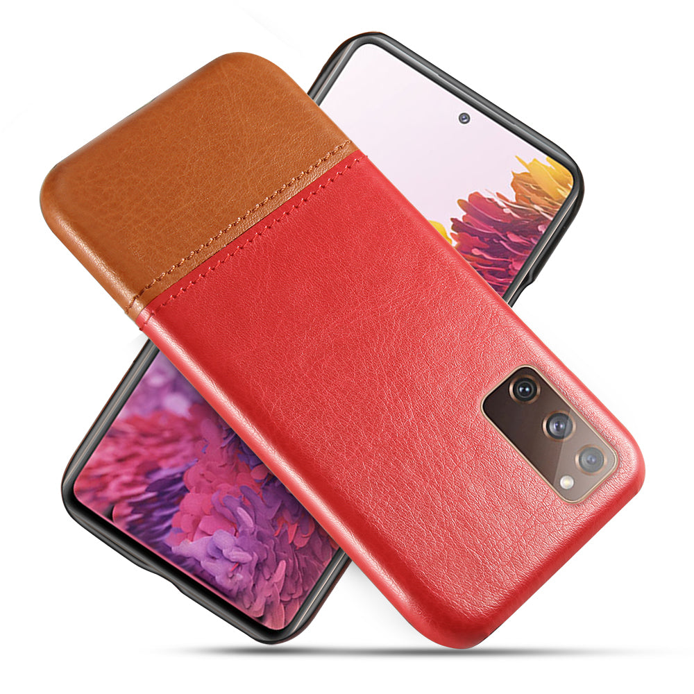 KSQ PU Leather Coated PC Dual-color Splicing Phone Back Case for Samsung Galaxy S20 FE/S20 Fan Edition/S20 FE 5G/S20 Fan Edition 5G/S20 Lite - Red/Brown