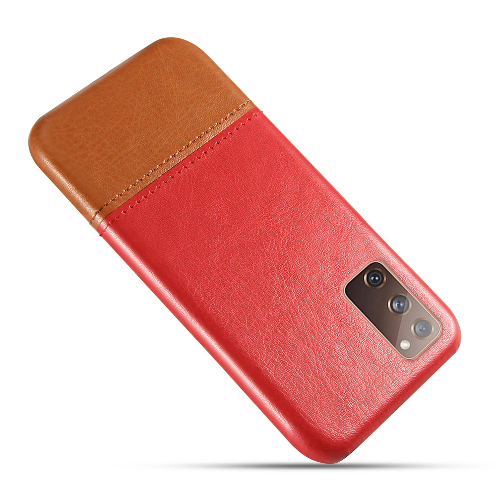 KSQ PU Leather Coated PC Dual-color Splicing Phone Back Case for Samsung Galaxy S20 FE/S20 Fan Edition/S20 FE 5G/S20 Fan Edition 5G/S20 Lite - Red/Brown