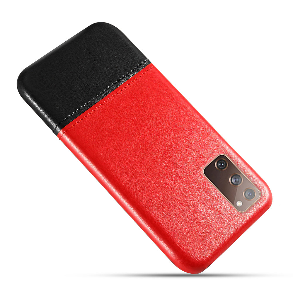 KSQ PU Leather Coated PC Dual-color Splicing Phone Back Case for Samsung Galaxy S20 FE/S20 Fan Edition/S20 FE 5G/S20 Fan Edition 5G/S20 Lite - Red/Black