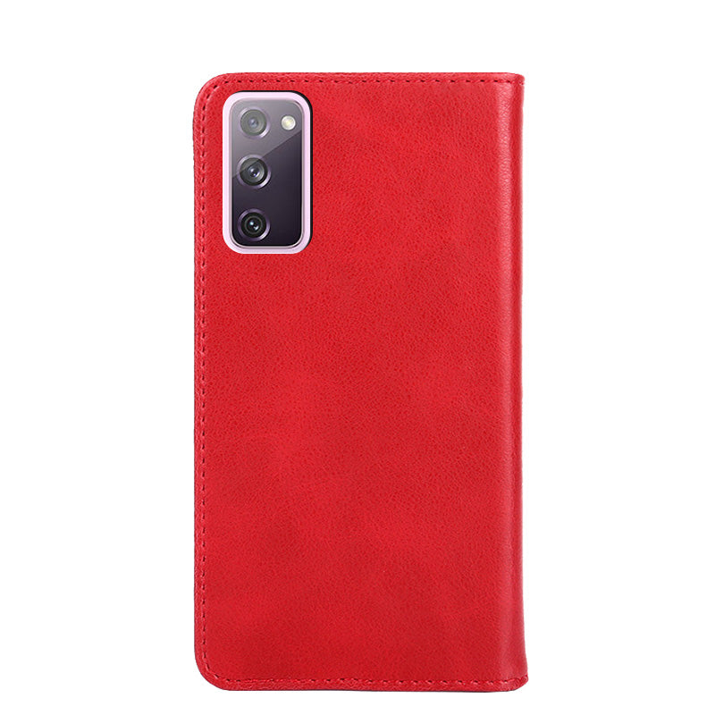 Leather Wallet Phone Flip Case for Samsung Galaxy S20 FE/S20 Fan Edition/S20 FE 5G/S20 Fan Edition 5G - Red