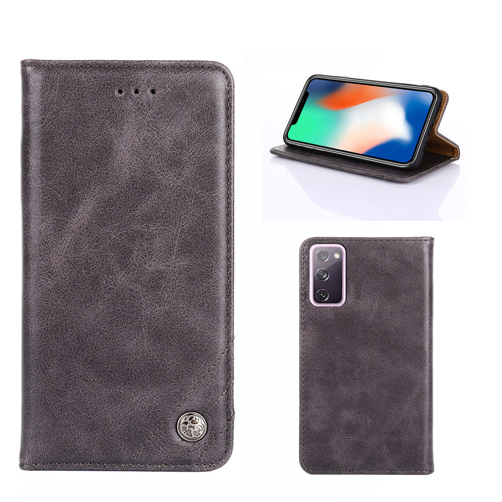 Leather Wallet Phone Flip Case for Samsung Galaxy S20 FE/S20 Fan Edition/S20 FE 5G/S20 Fan Edition 5G - Grey