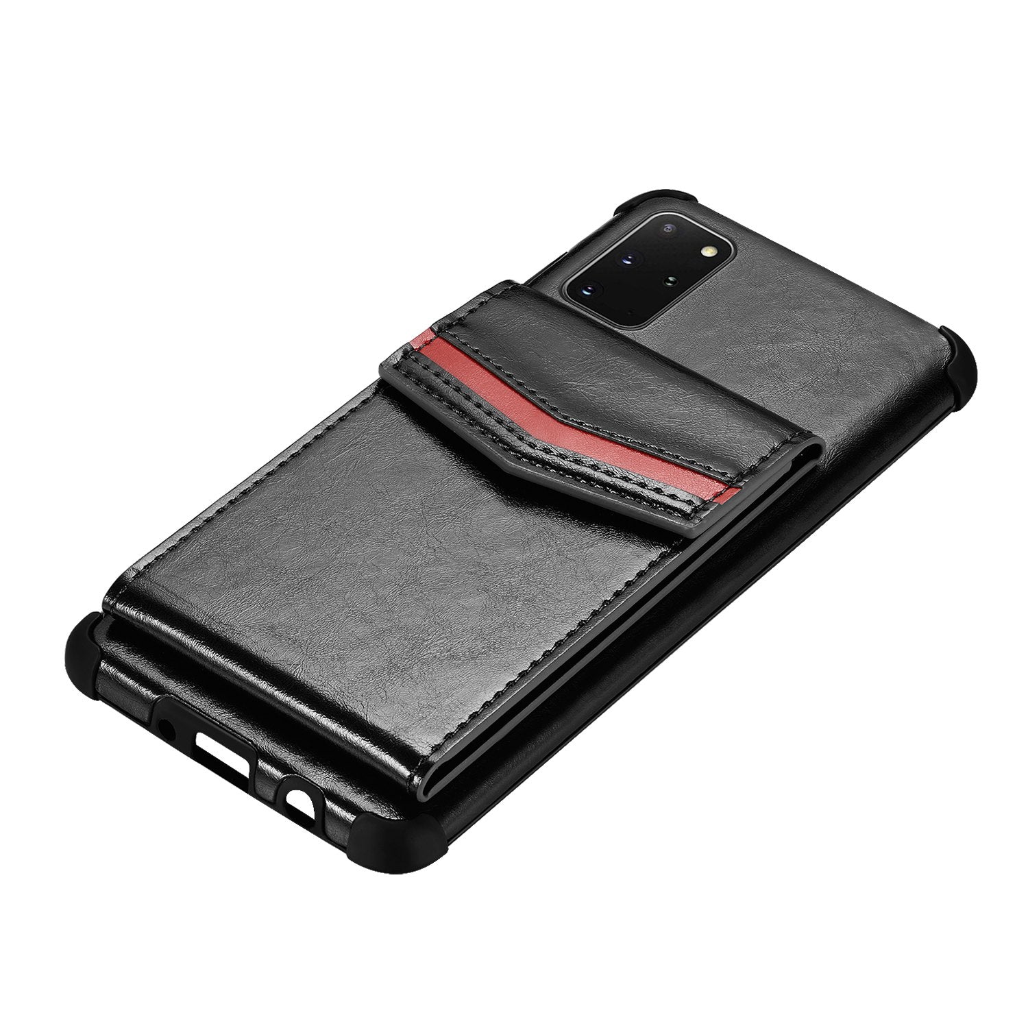 Shock Absorbing TPU Shell with Card Slots Cell Phone Case for Samsung Galaxy S20 Plus - Black