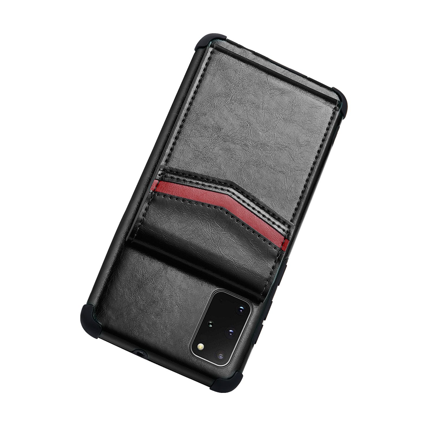 Shock Absorbing TPU Shell with Card Slots Cell Phone Case for Samsung Galaxy S20 Plus - Black