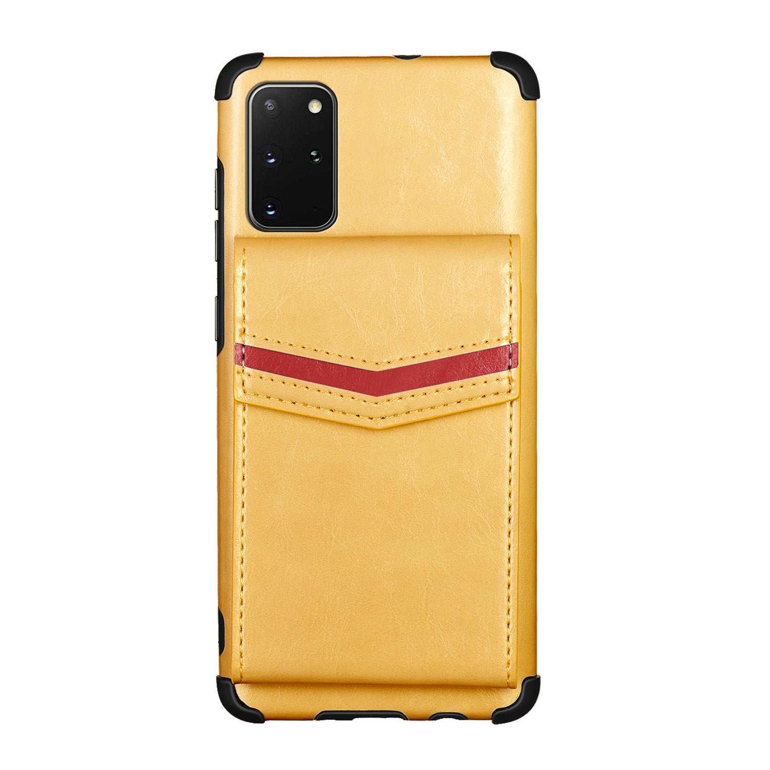 Shock Absorbing TPU Shell with Card Slots Cell Phone Case for Samsung Galaxy S20 Plus - Yellow