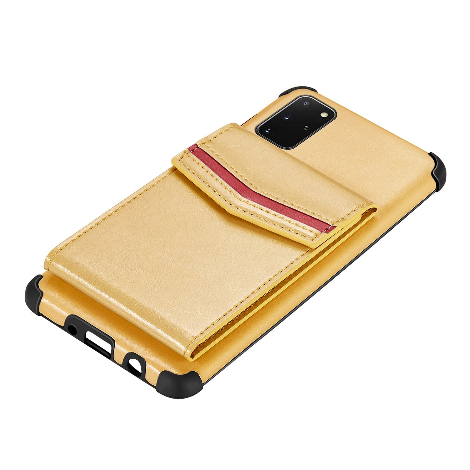 Shock Absorbing TPU Shell with Card Slots Cell Phone Case for Samsung Galaxy S20 Plus - Yellow