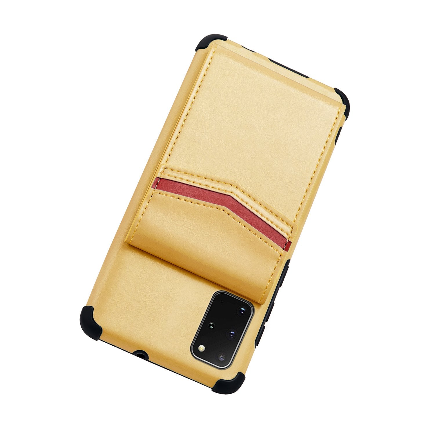 Shock Absorbing TPU Shell with Card Slots Cell Phone Case for Samsung Galaxy S20 Plus - Yellow