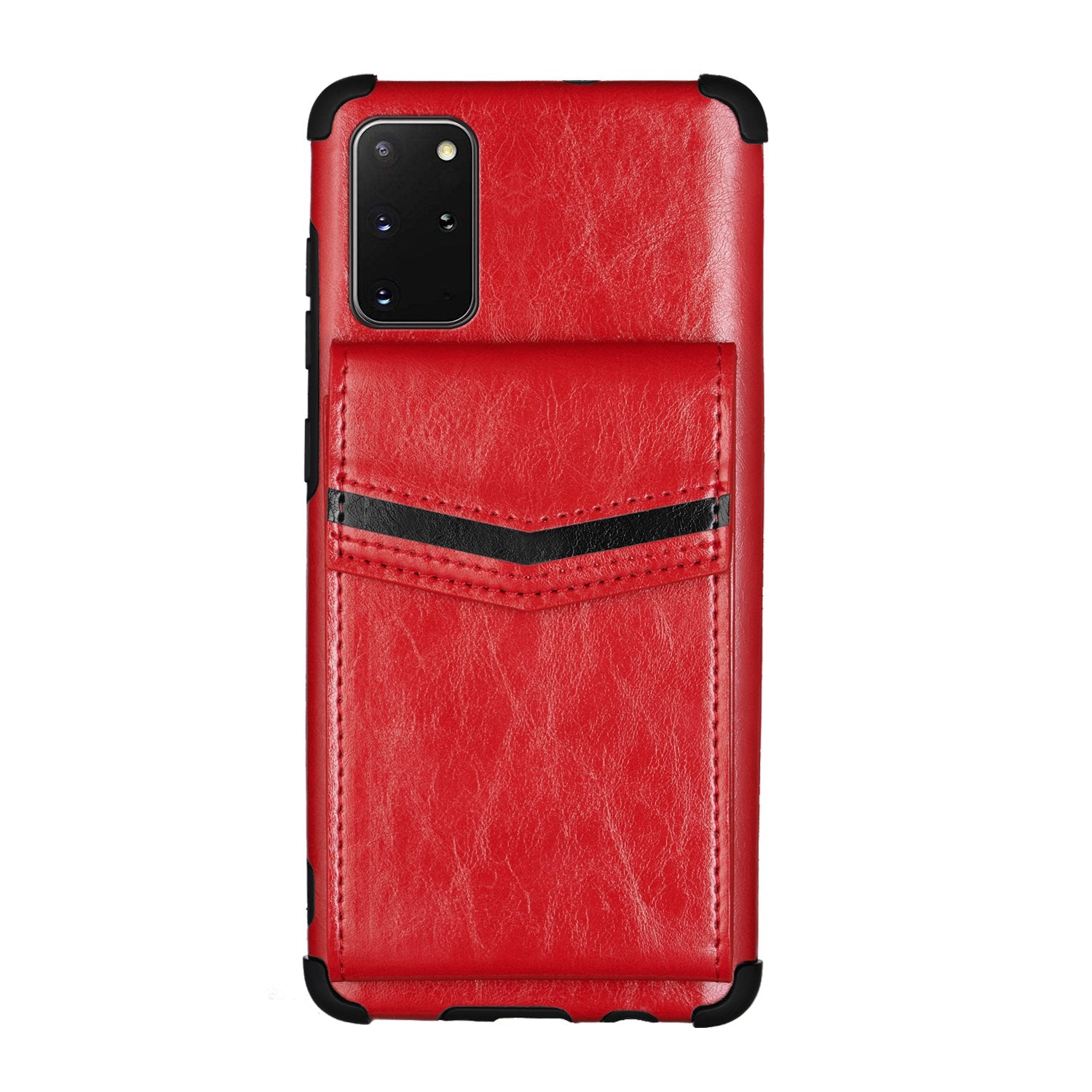 Shock Absorbing TPU Shell with Card Slots Cell Phone Case for Samsung Galaxy S20 Plus - Red