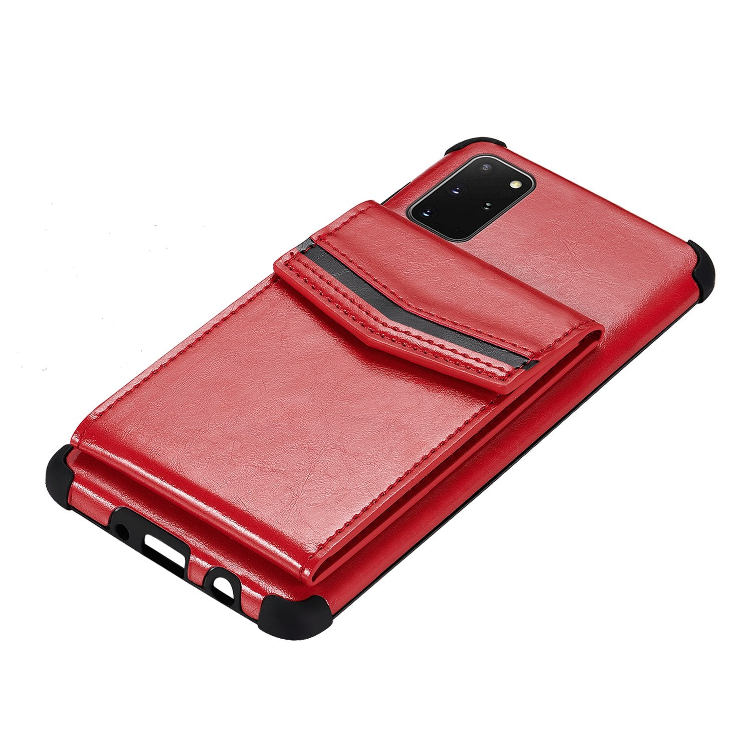 Shock Absorbing TPU Shell with Card Slots Cell Phone Case for Samsung Galaxy S20 Plus - Red