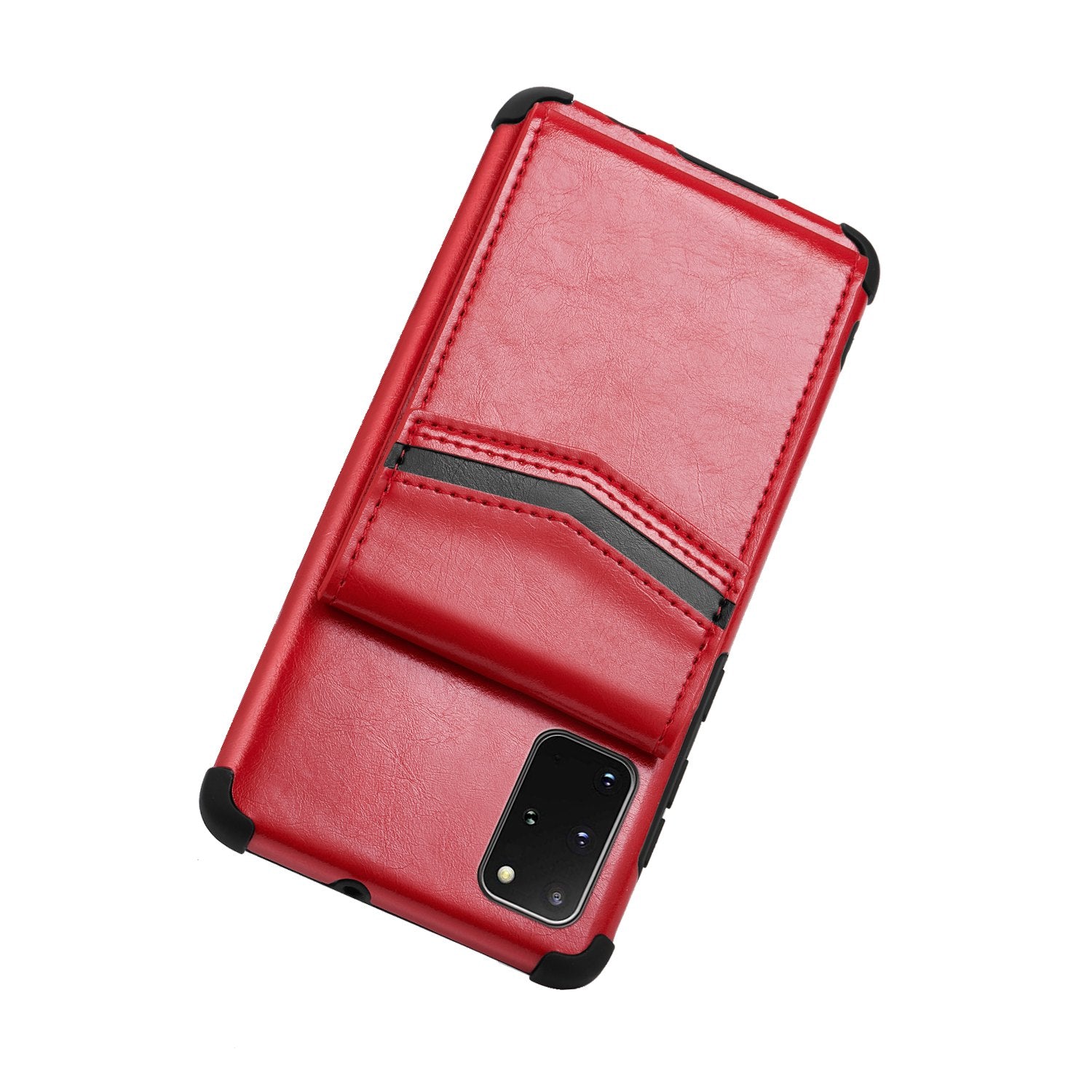 Shock Absorbing TPU Shell with Card Slots Cell Phone Case for Samsung Galaxy S20 Plus - Red