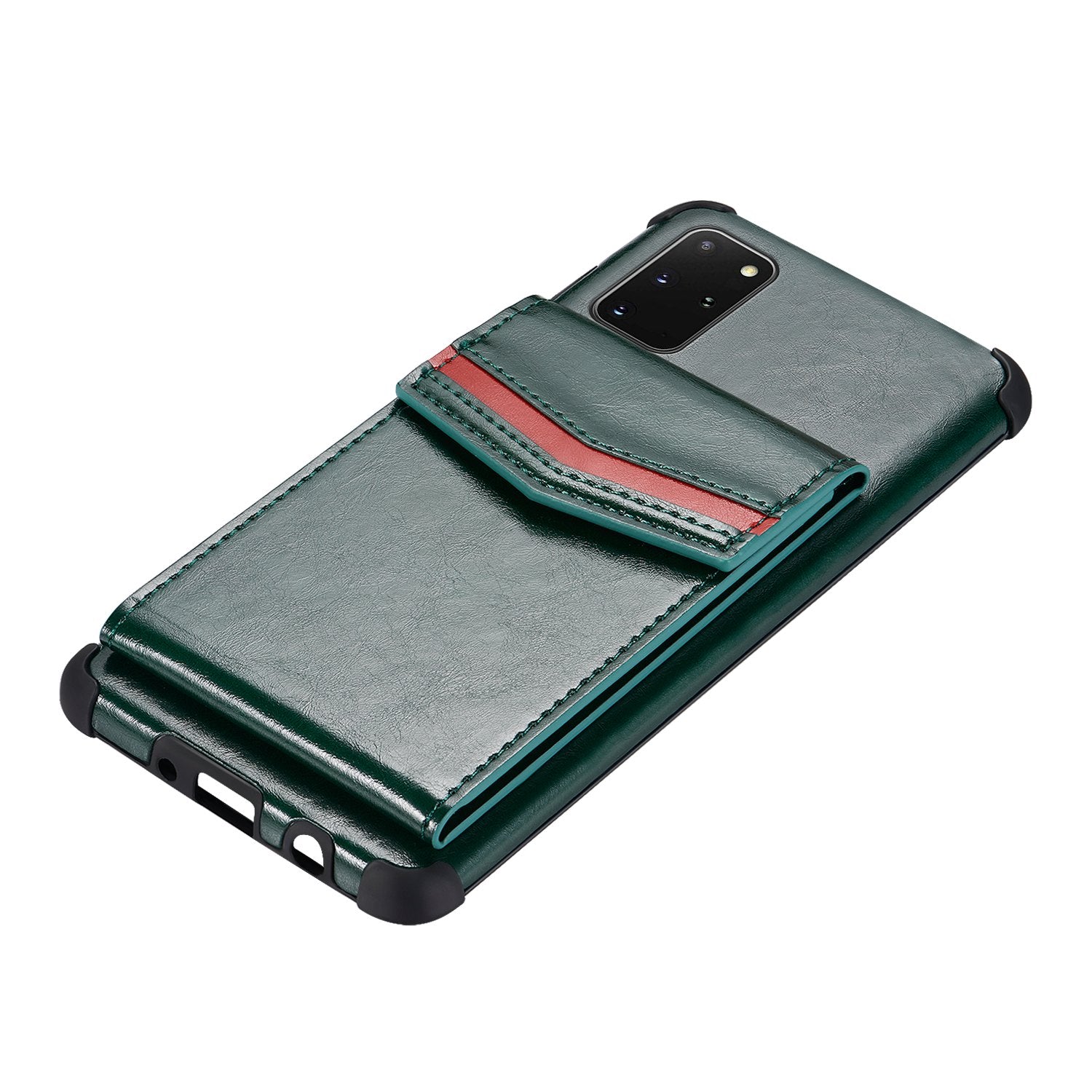 Shock Absorbing TPU Shell with Card Slots Cell Phone Case for Samsung Galaxy S20 Plus - Green