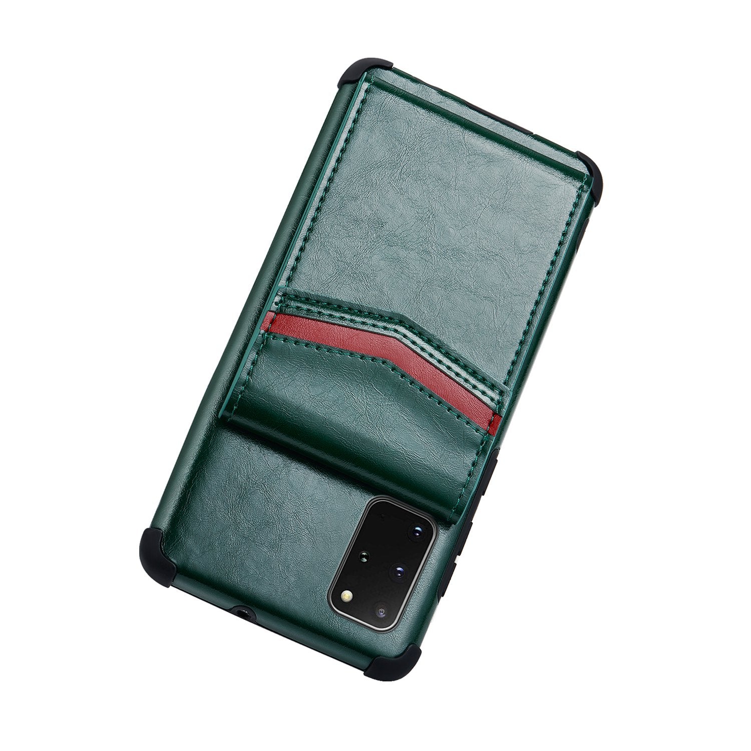 Shock Absorbing TPU Shell with Card Slots Cell Phone Case for Samsung Galaxy S20 Plus - Green