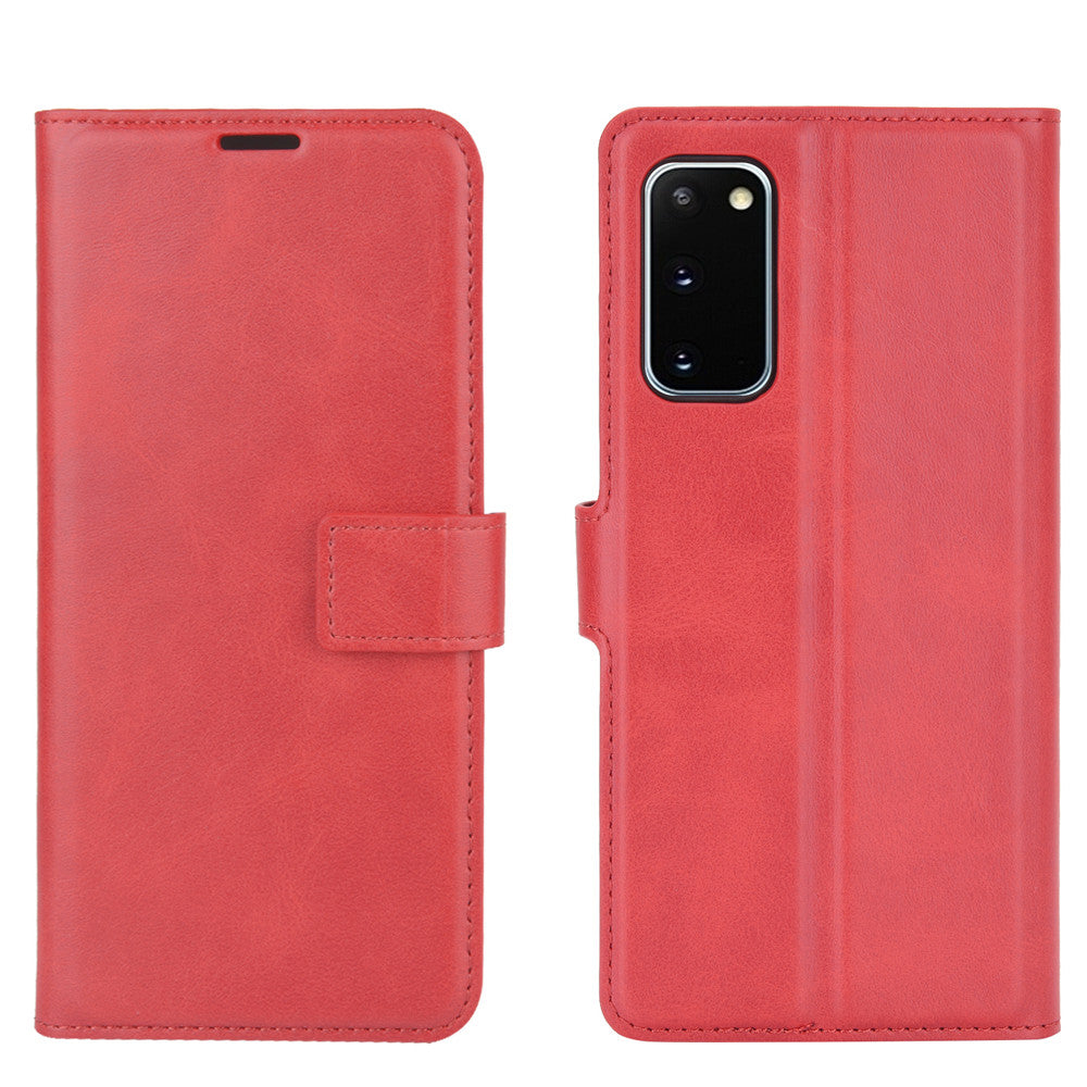 Protective Shell Wallet Leather Stand Flip Case for Samsung Galaxy S20 FE 4G/FE 5G/S20 Lite/S20 FE 2022 - Red