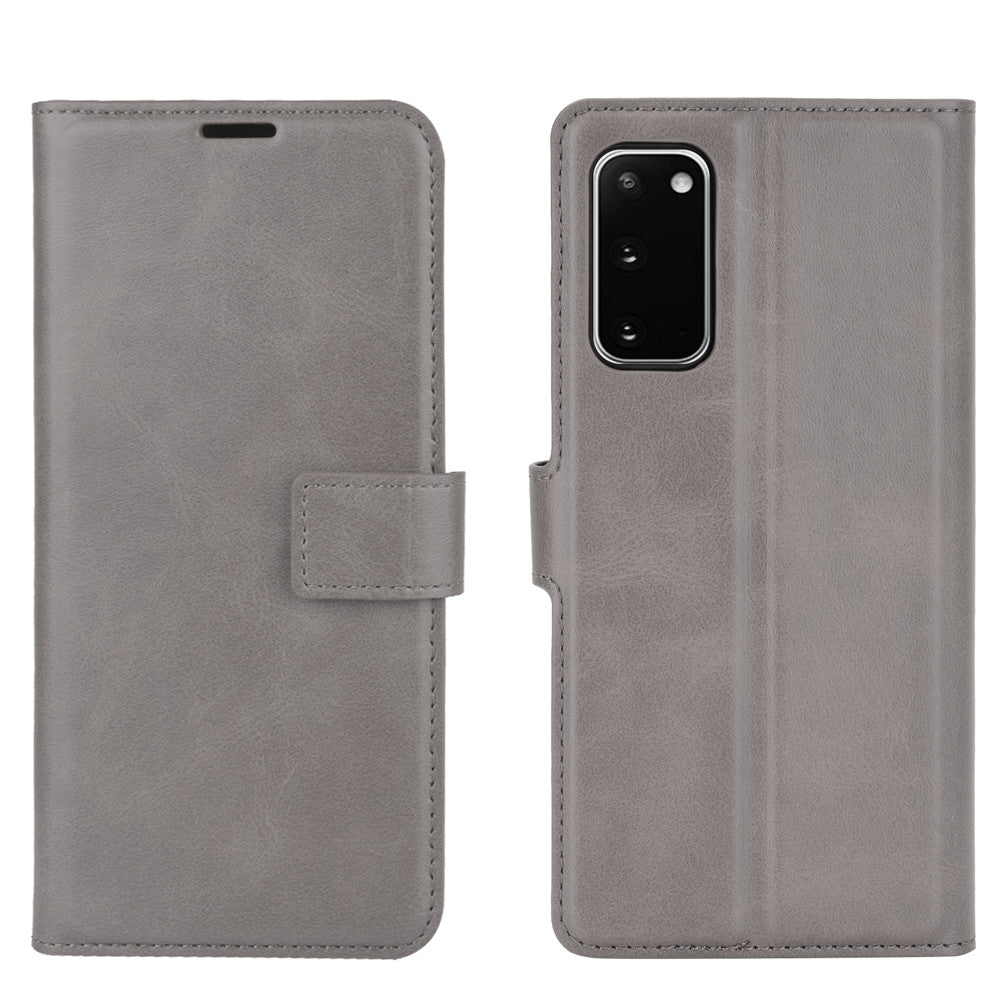 Protective Shell Wallet Leather Stand Flip Case for Samsung Galaxy S20 FE 4G/FE 5G/S20 Lite/S20 FE 2022 - Grey