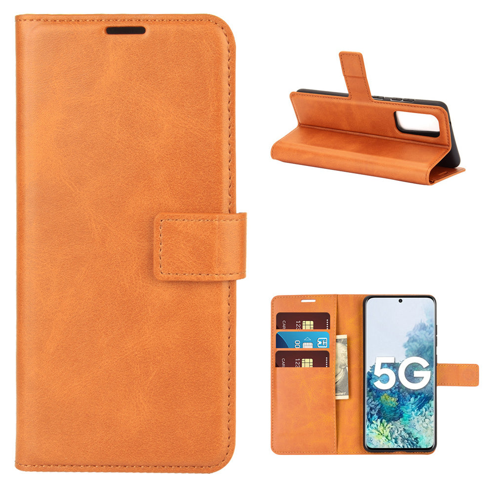 Protective Shell Wallet Leather Stand Flip Case for Samsung Galaxy S20 FE 4G/FE 5G/S20 Lite/S20 FE 2022 - Orange