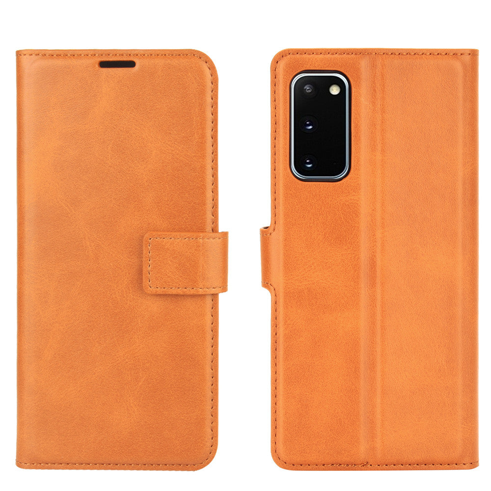 Protective Shell Wallet Leather Stand Flip Case for Samsung Galaxy S20 FE 4G/FE 5G/S20 Lite/S20 FE 2022 - Orange