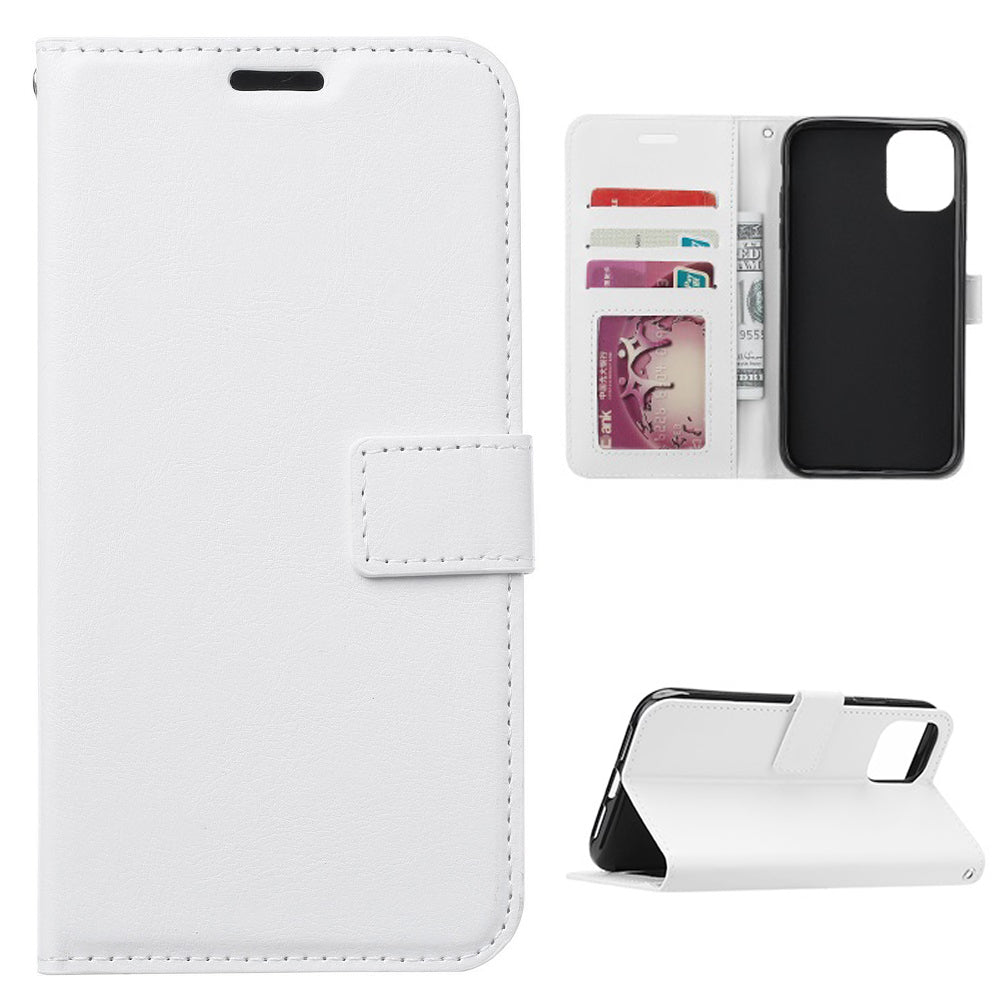 Crazy Horse Skin Wallet Stand Flip Leather Protective Case for Samsung Galaxy S20 FE 4G/FE 5G/S20 Lite/S20 FE 2022 - White