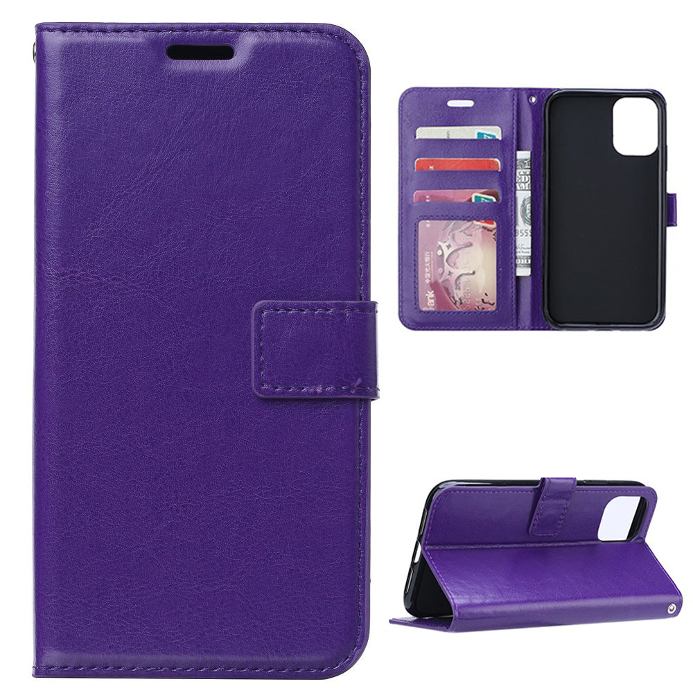 Crazy Horse Skin Wallet Stand Flip Leather Protective Case for Samsung Galaxy S20 FE 4G/FE 5G/S20 Lite/S20 FE 2022 - Purple