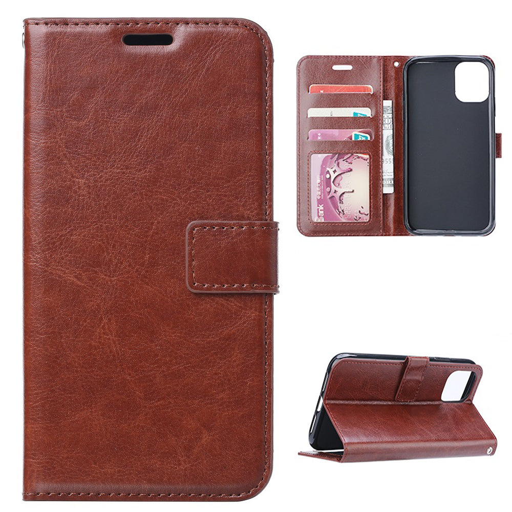 Crazy Horse Skin Wallet Stand Flip Leather Protective Case for Samsung Galaxy S20 FE 4G/FE 5G/S20 Lite/S20 FE 2022 - Brown