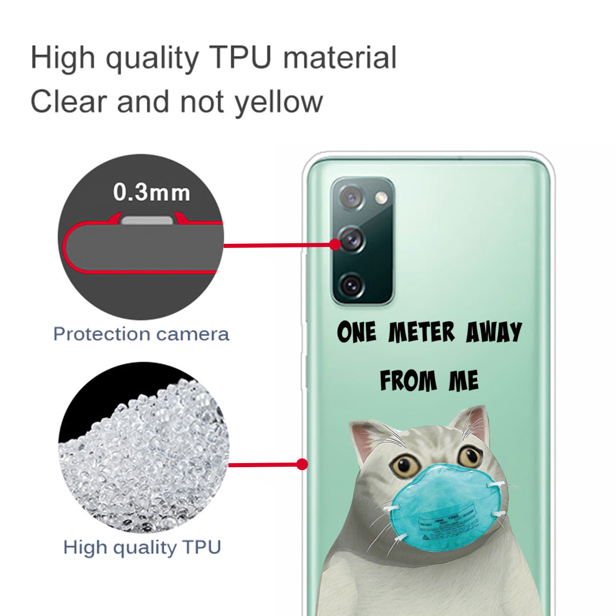 Pattern Printing Soft TPU Cell Phone Cover for Samsung Galaxy S20 FE 4G/FE 5G/S20 Lite/S20 FE 2022 - Cat with Mask