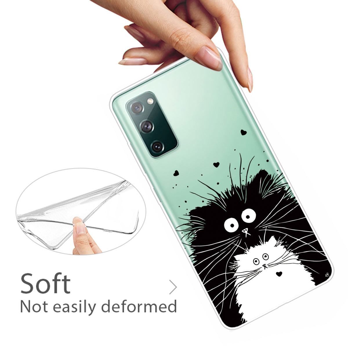 Pattern Printing Soft TPU Cell Phone Cover for Samsung Galaxy S20 FE 4G/FE 5G/S20 Lite/S20 FE 2022 - Black and White Cats