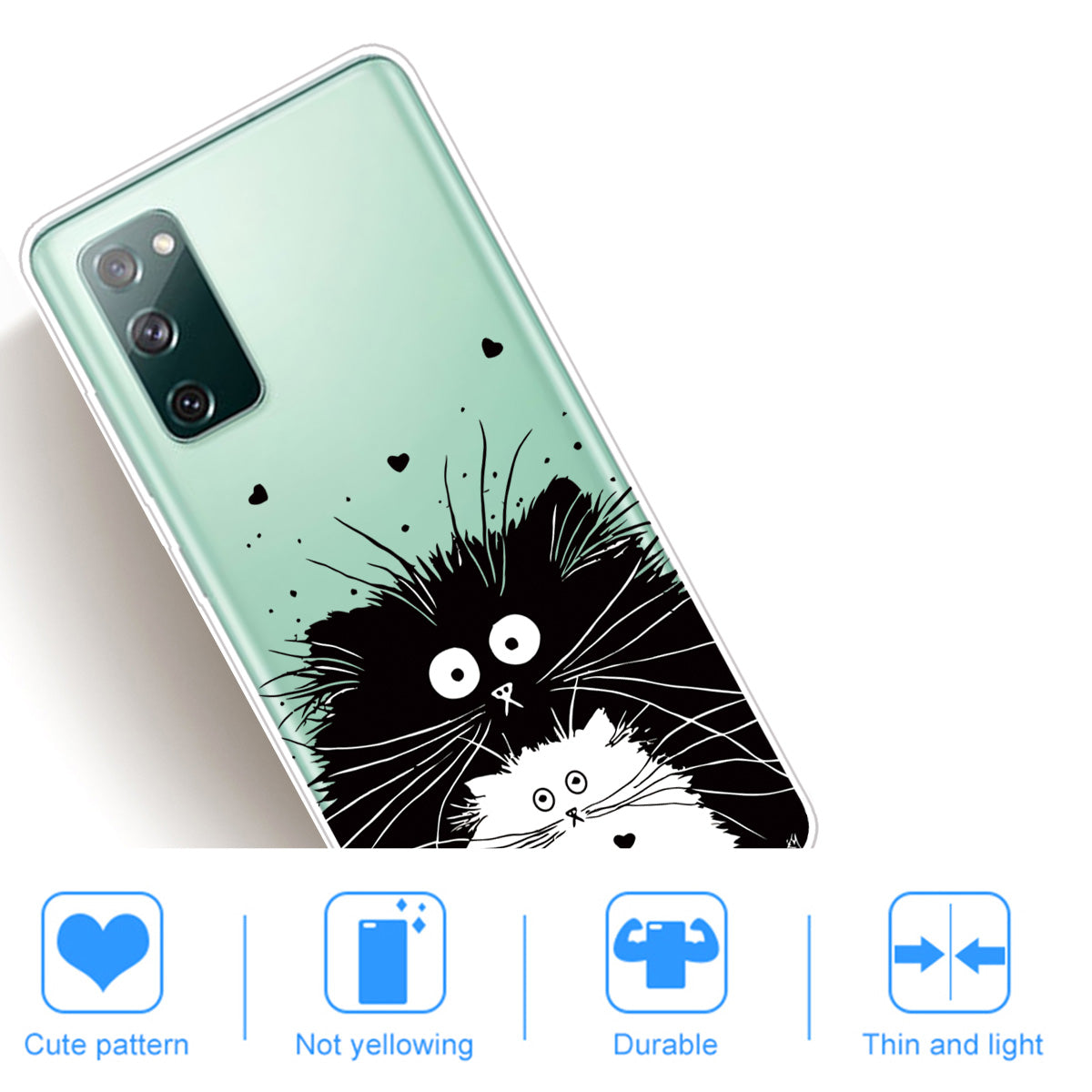 Pattern Printing Soft TPU Cell Phone Cover for Samsung Galaxy S20 FE 4G/FE 5G/S20 Lite/S20 FE 2022 - Black and White Cats