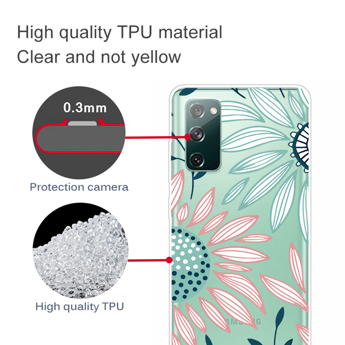 Pattern Printing Soft TPU Cell Phone Cover for Samsung Galaxy S20 FE 4G/FE 5G/S20 Lite/S20 FE 2022 - Sunflower