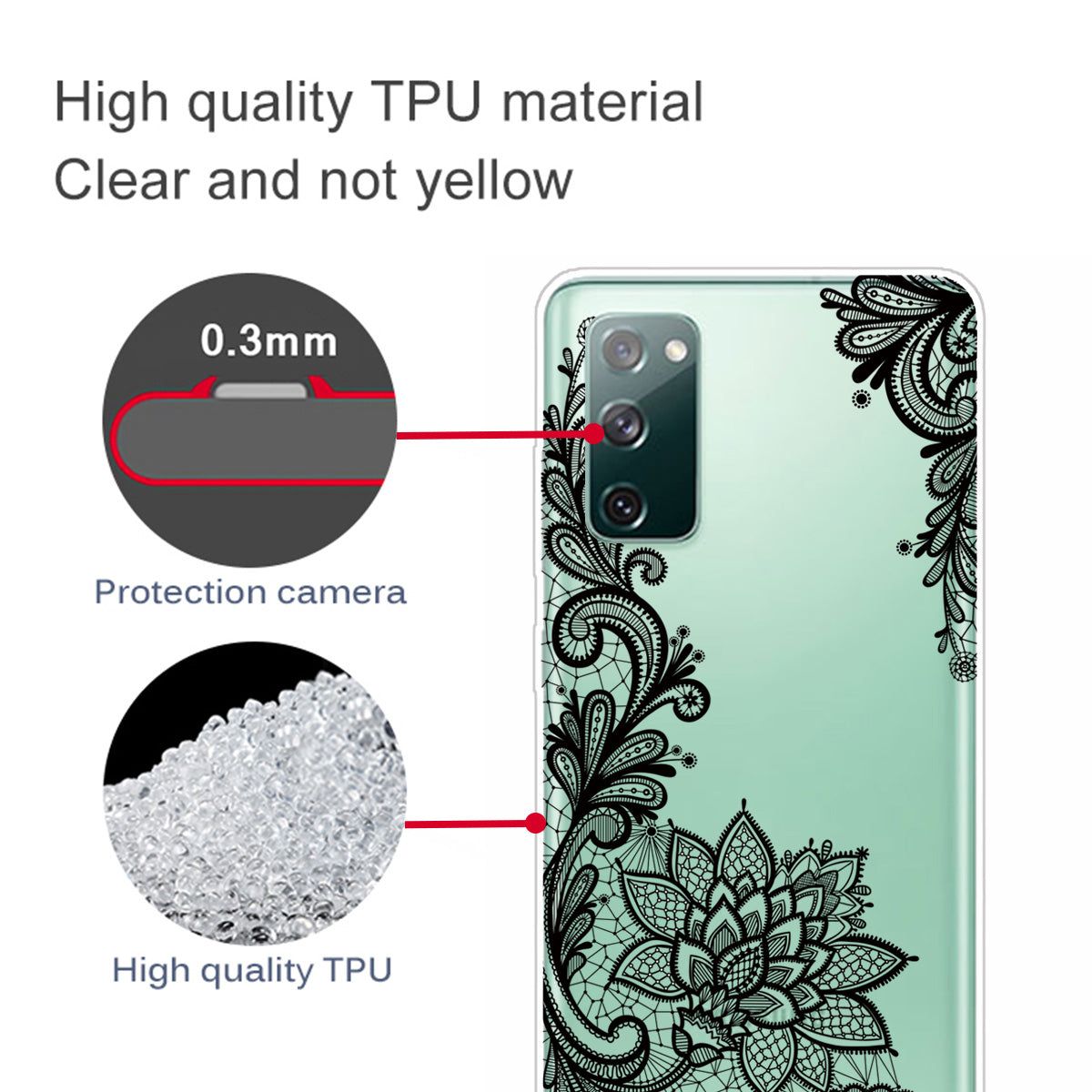 Pattern Printing Soft TPU Cell Phone Cover for Samsung Galaxy S20 FE 4G/FE 5G/S20 Lite/S20 FE 2022 - Lace Flower