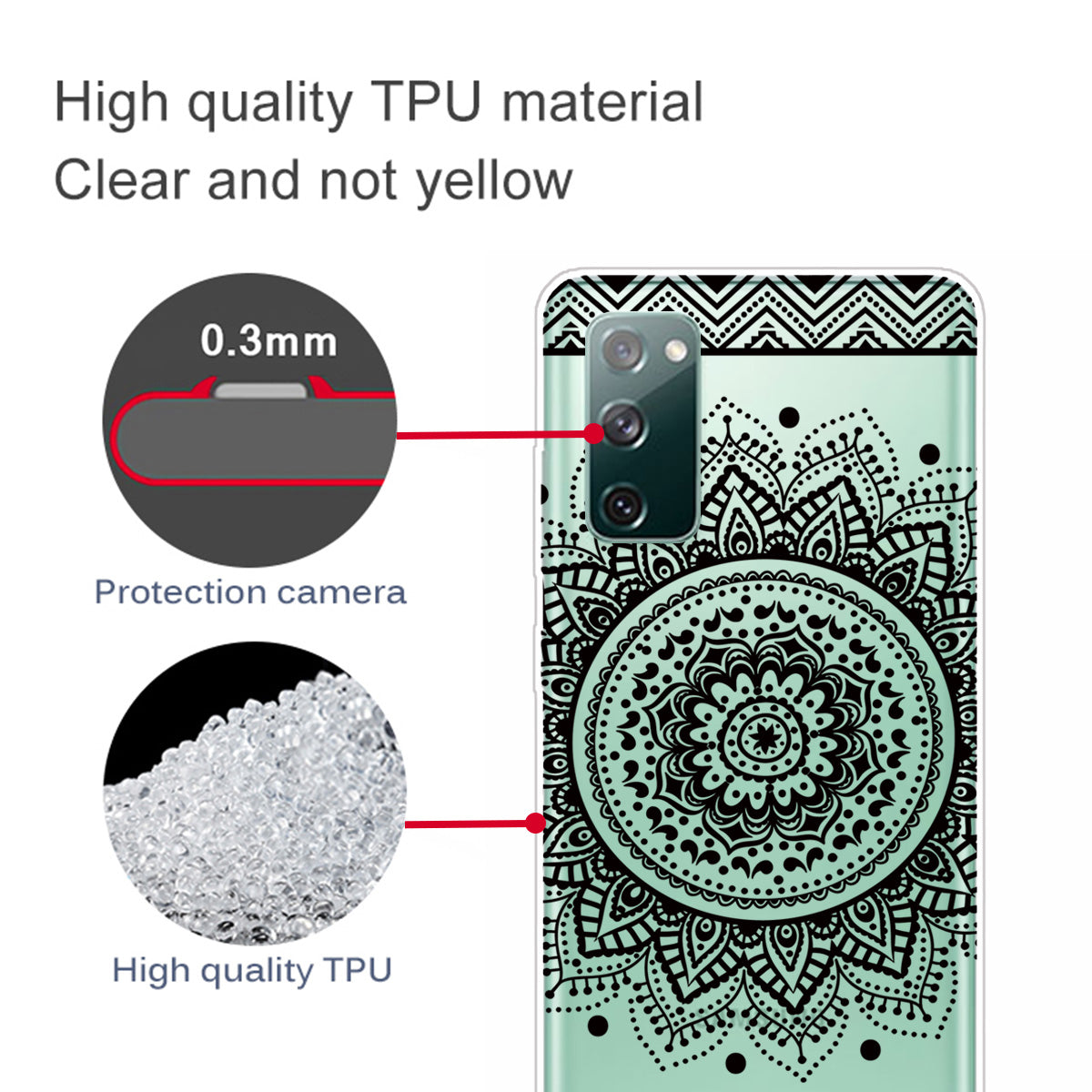 Pattern Printing Soft TPU Cell Phone Cover for Samsung Galaxy S20 FE 4G/FE 5G/S20 Lite/S20 FE 2022 - Mandala Flower