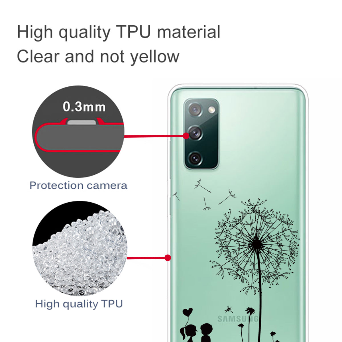 Pattern Printing Soft TPU Cell Phone Cover for Samsung Galaxy S20 FE 4G/FE 5G/S20 Lite/S20 FE 2022 - Dandelion