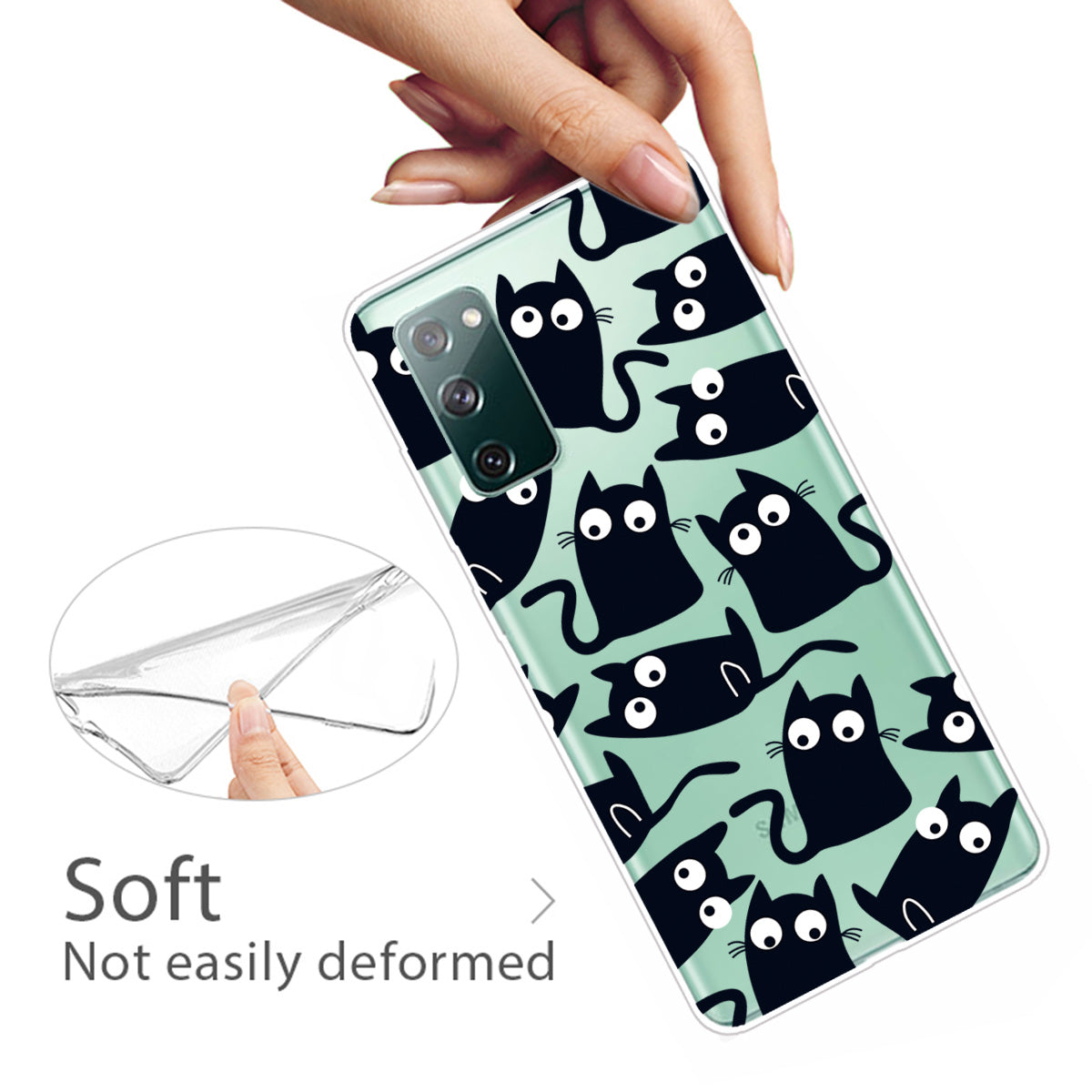 Pattern Printing Soft TPU Cell Phone Cover for Samsung Galaxy S20 FE 4G/FE 5G/S20 Lite/S20 FE 2022 - Black Cats