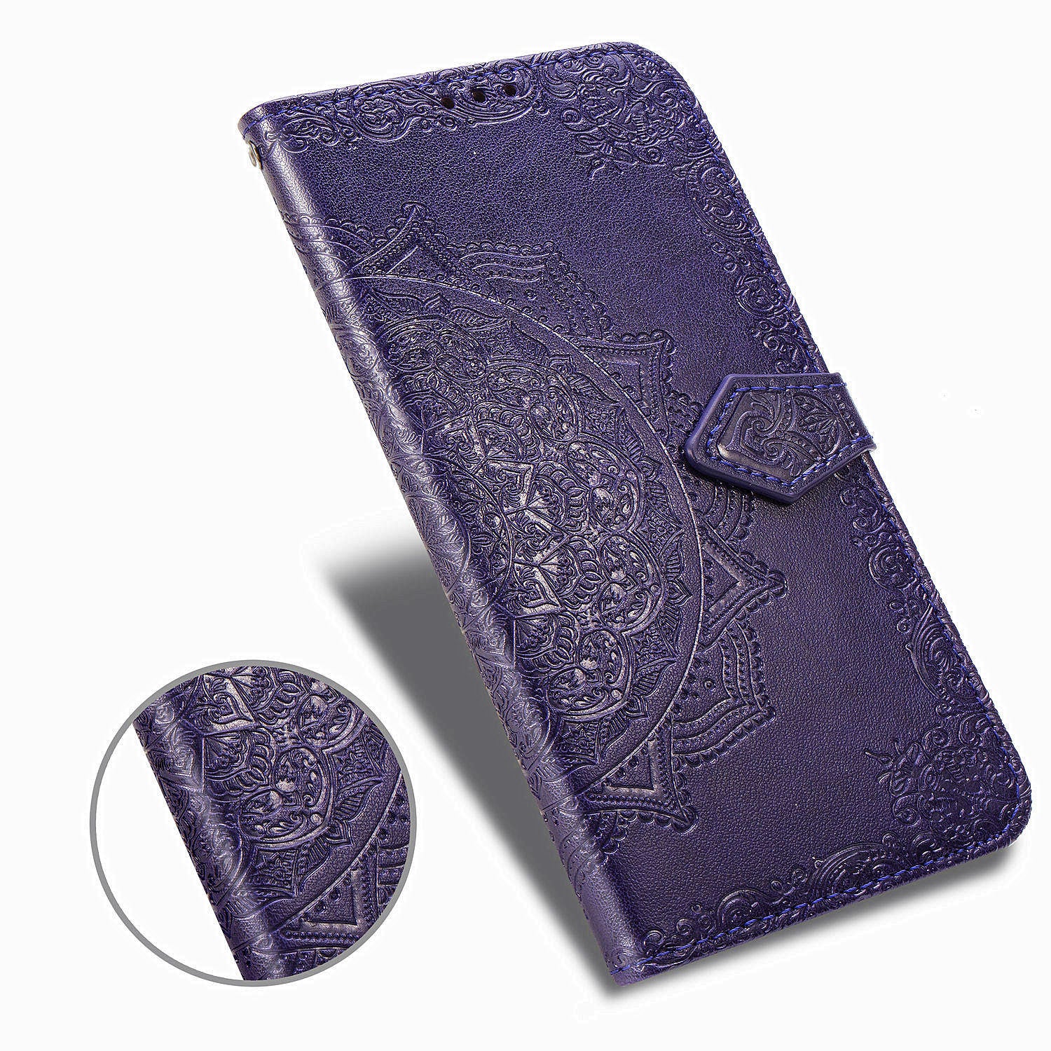 Embossed Mandala Flower Wallet Leather Shell for Samsung Galaxy S20 FE 4G/FE 5G/S20 Lite/S20 FE 2022 - Purple