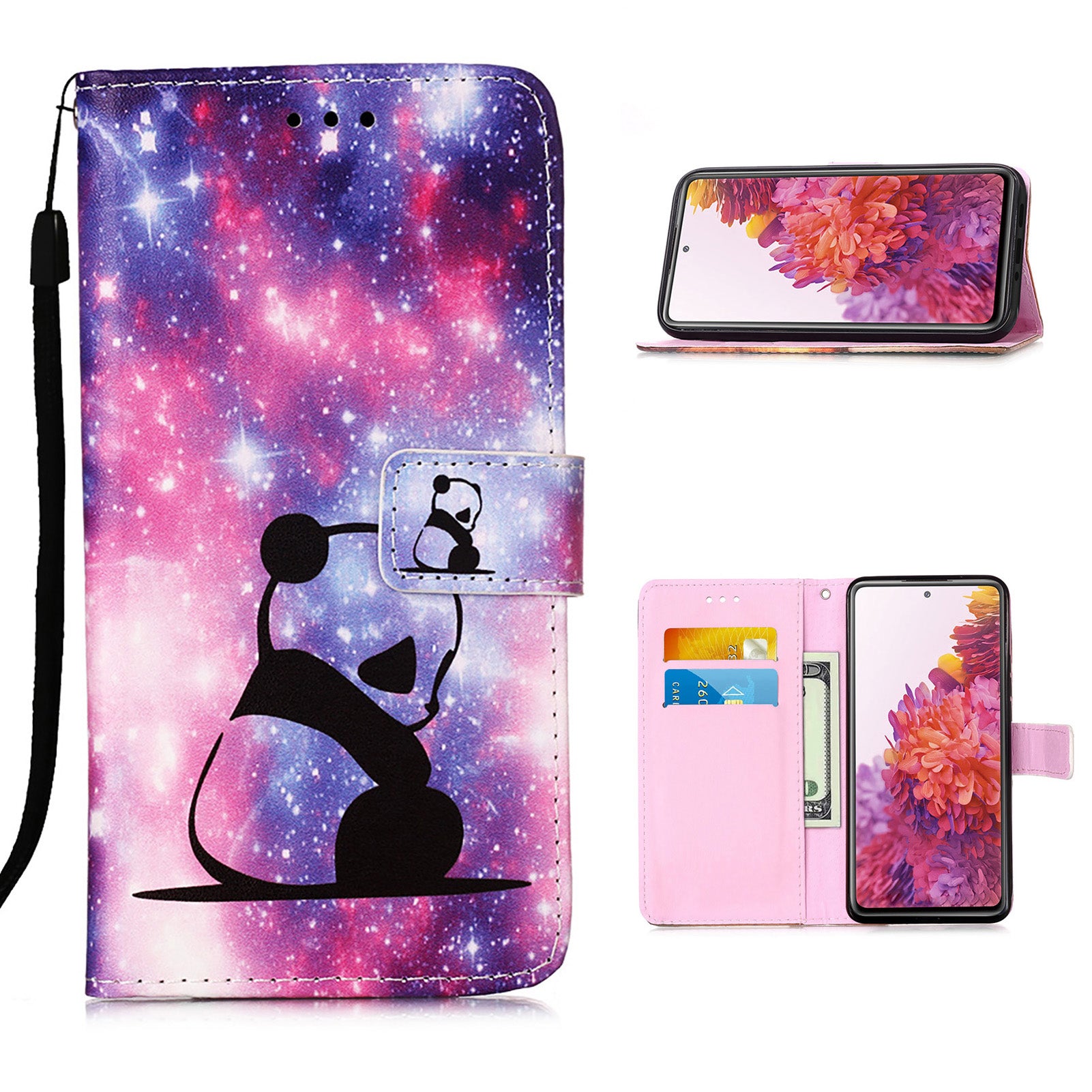 Pattern Printing Leather Wallet Stand Case for Samsung Galaxy S20 FE 4G/FE 5G/S20 Lite/S20 FE 2022 - Panda