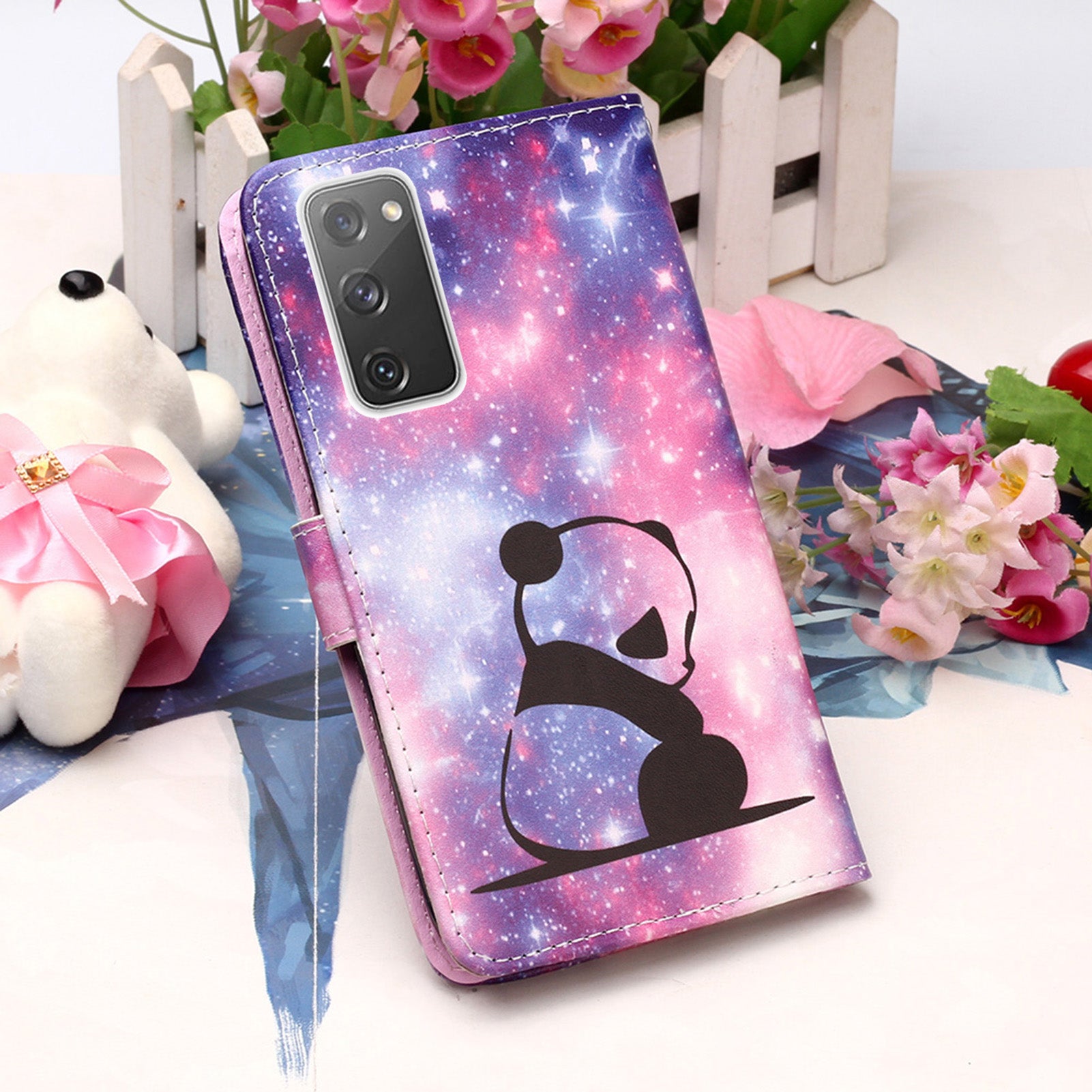 Pattern Printing Leather Wallet Stand Case for Samsung Galaxy S20 FE 4G/FE 5G/S20 Lite/S20 FE 2022 - Panda