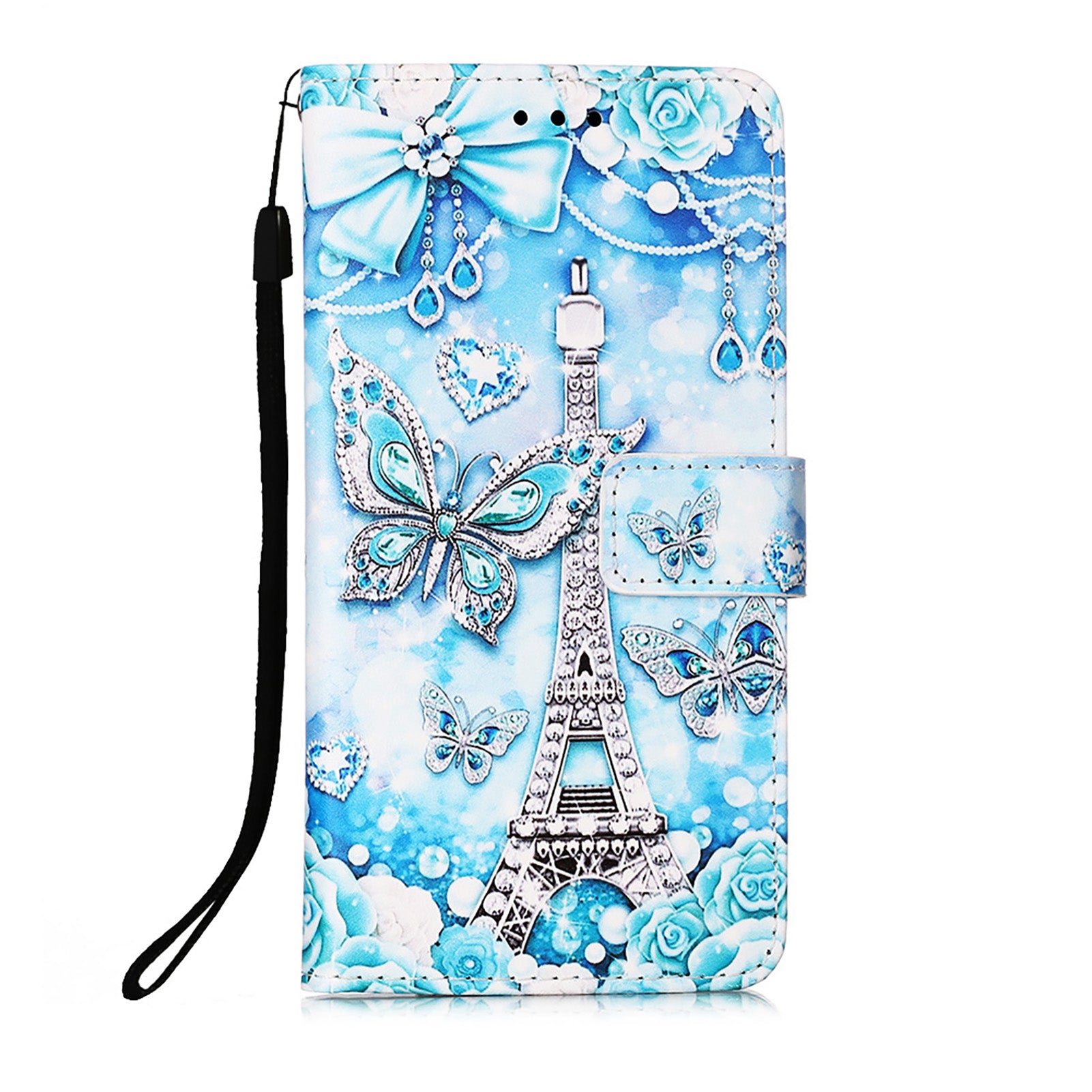 Pattern Printing Leather Wallet Stand Case for Samsung Galaxy S20 FE 4G/FE 5G/S20 Lite/S20 FE 2022 - Butterfly and Tower