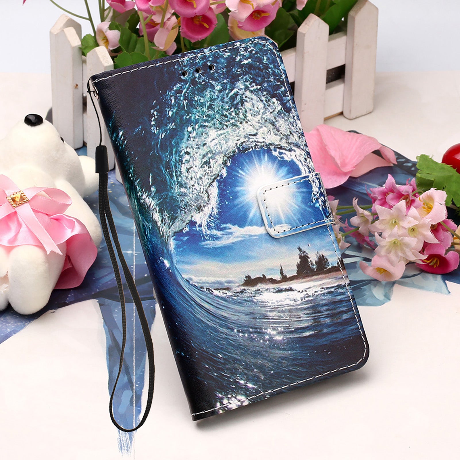 Pattern Printing Leather Wallet Stand Case for Samsung Galaxy S20 FE 4G/FE 5G/S20 Lite/S20 FE 2022 - Wave