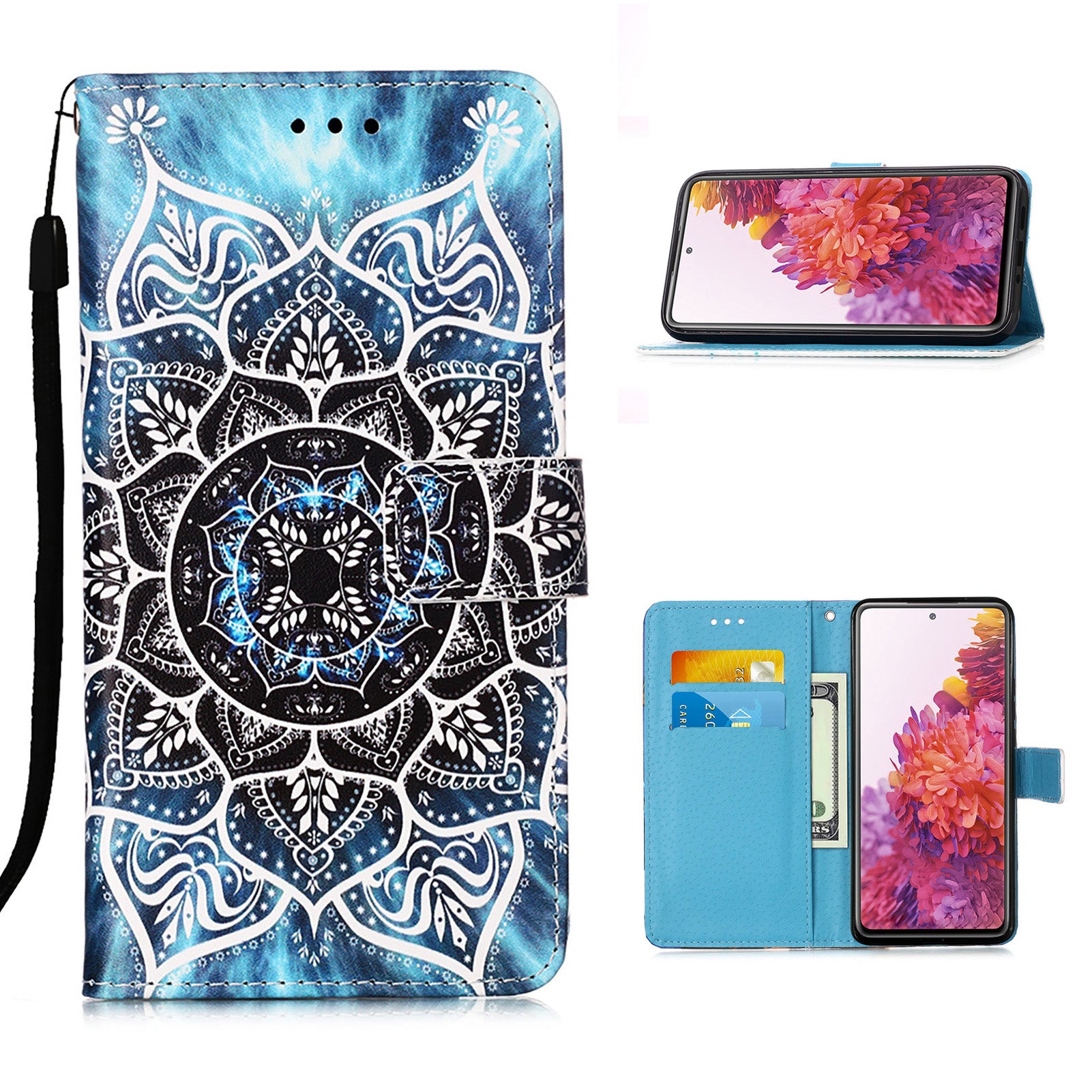 Pattern Printing Leather Wallet Stand Case for Samsung Galaxy S20 FE 4G/FE 5G/S20 Lite/S20 FE 2022 - Flower Pattern