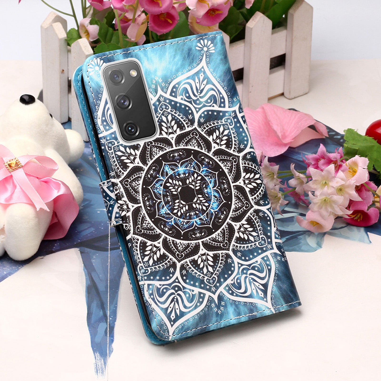 Pattern Printing Leather Wallet Stand Case for Samsung Galaxy S20 FE 4G/FE 5G/S20 Lite/S20 FE 2022 - Flower Pattern